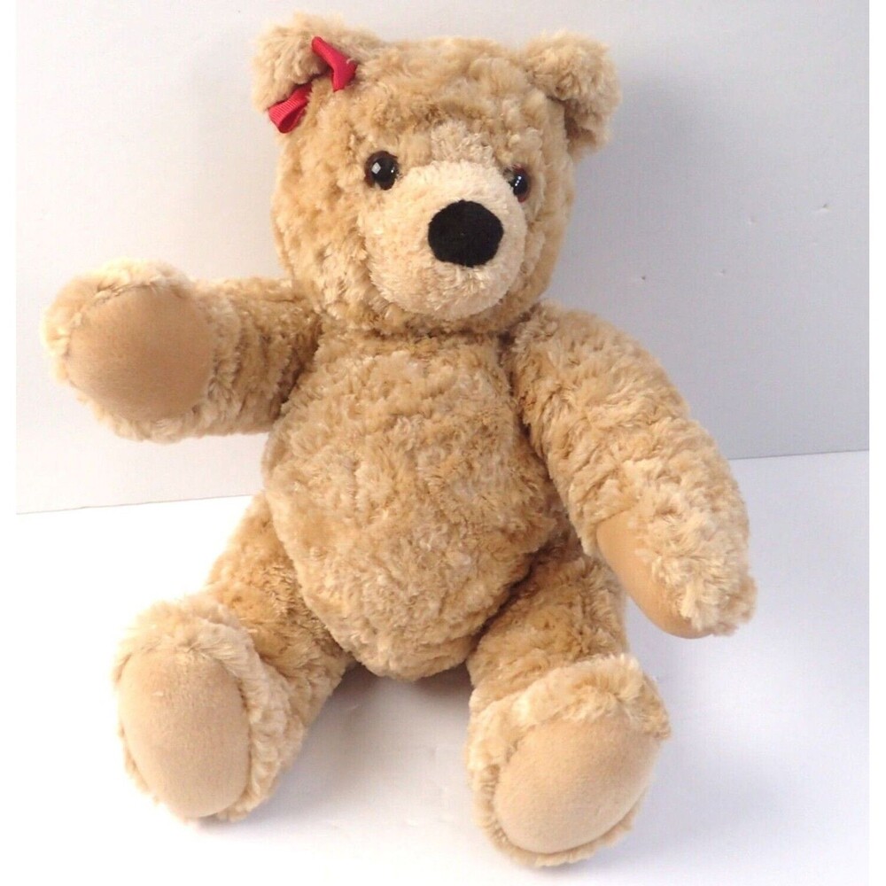 Vintage Ellie Bear Brown with Red Bow Collector Toy Plush 14"